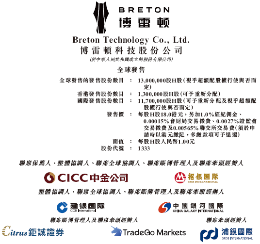 官网股票配资 博雷顿(01333)招股，5月7日香港上市，包销佣金14.23%+至多6.66%酌情费用